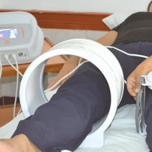 Magnetoterapia: Dispositivo aplicando campos magnéticos